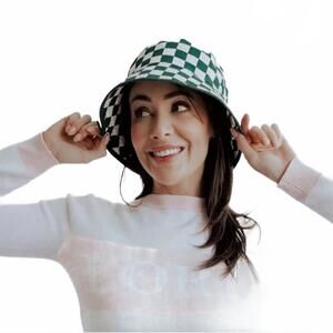Fore All Austi Bucket Hat Checkered Green Golf WMO FP FA111 Women's One Size NWT